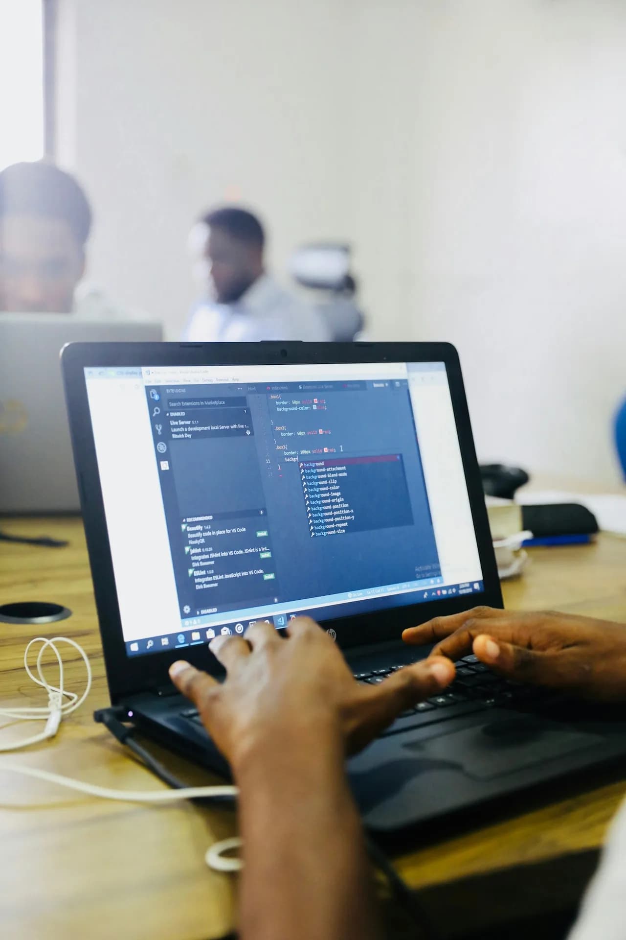 A developer working on application code in a Lagos workspace