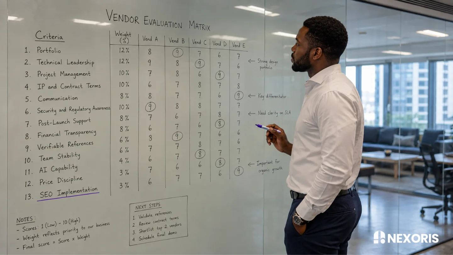 Thirteen criterion scoring framework software evaluation